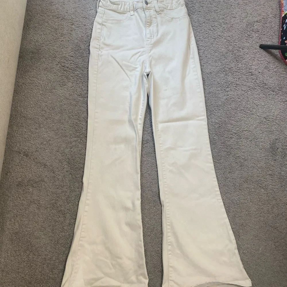 Cello Cream Pants with flare boot cut and high waist stretchy